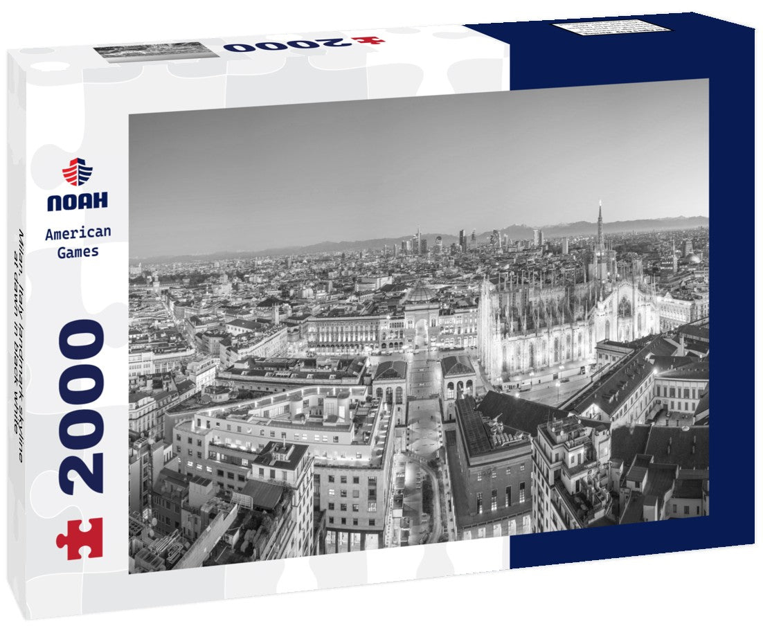 Noah Jigsaw Puzzle Milan, Italy landmark skyline at dawn in black white 2000 pieces