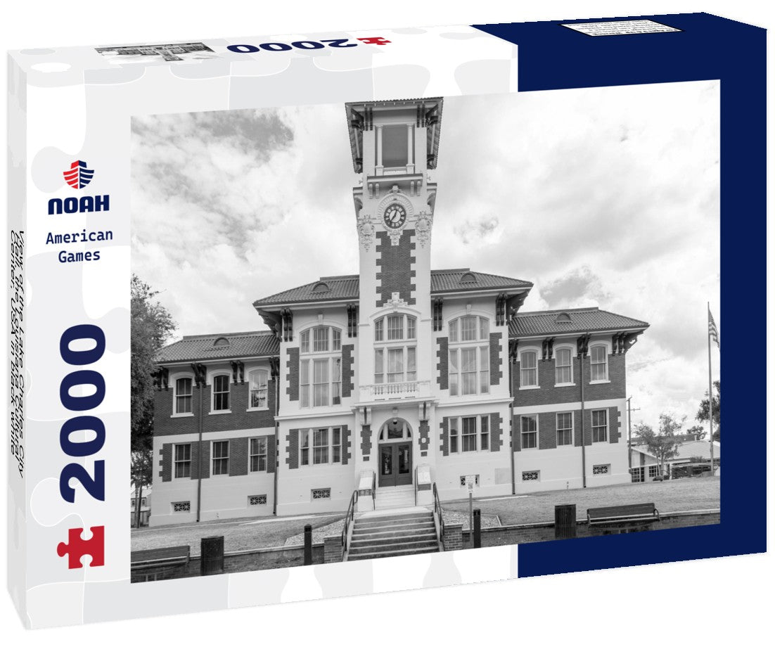 Noah Jigsaw Puzzle View of the Lake Charles City Hall, the Louisiana Cultural Center, USA in black white 2000 pieces