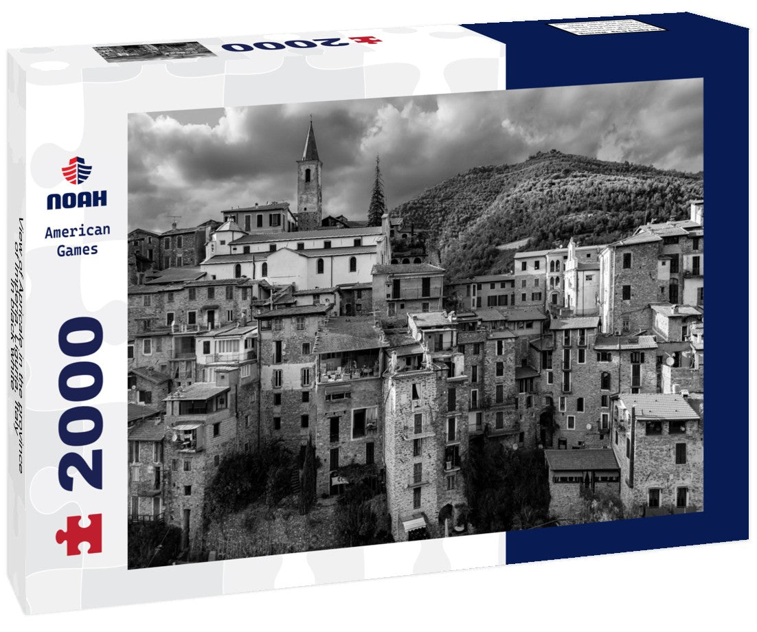 Noah Jigsaw Puzzle View of Apricale in the province of Imperia, Liguria, Italy in black white 2000 pieces