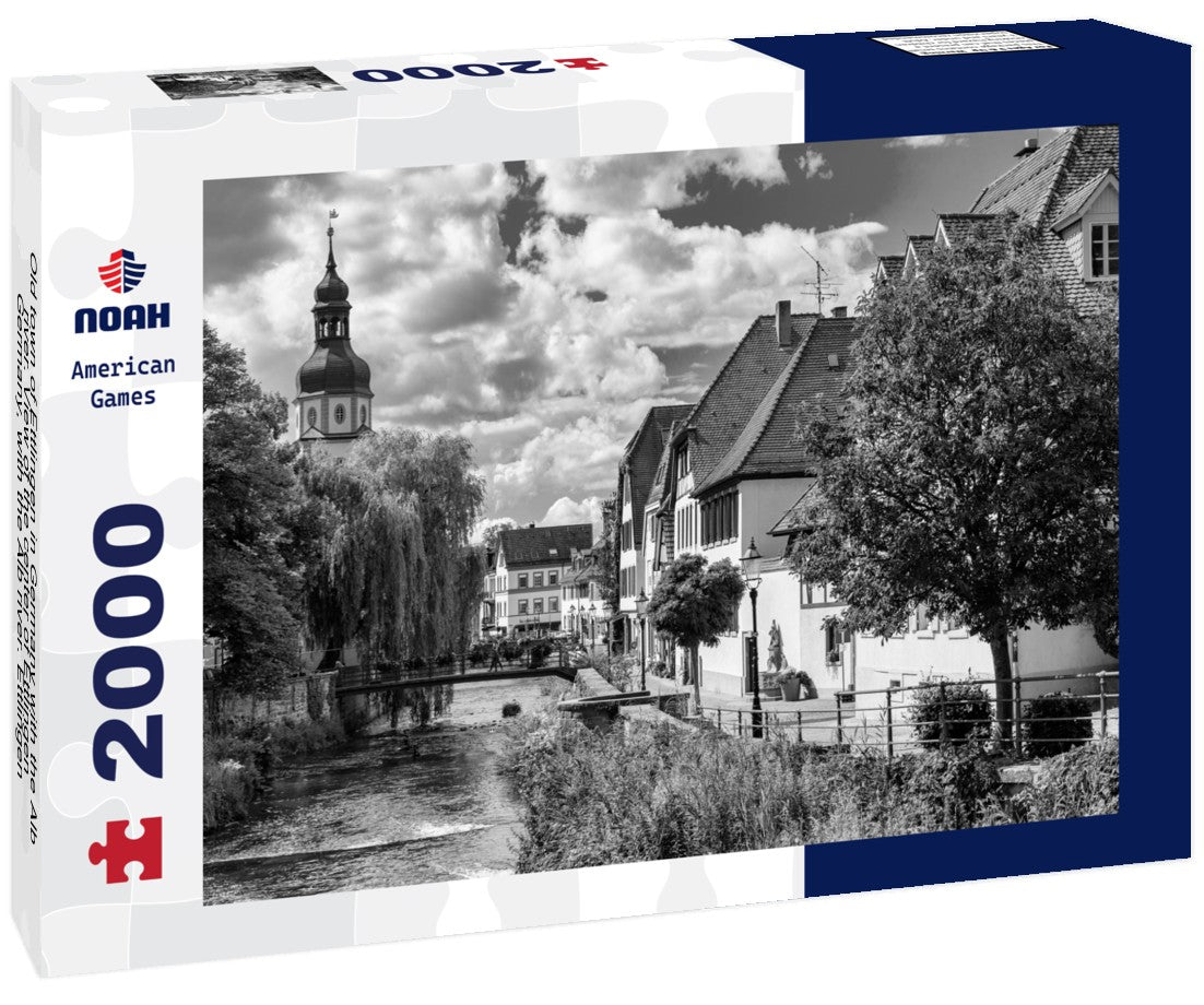 Noah Jigsaw Puzzle Old town of Ettlingen in Germany with the Alb river. View of the center of Ettlingen, Germany, with the Alb river. Ettlingen, Baden-Württemberg, Germany in black white 2000 pieces