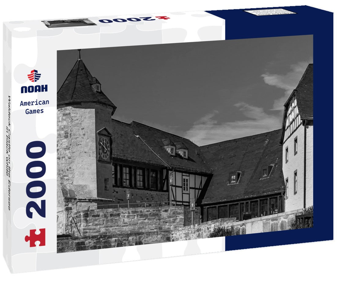 Noah Jigsaw Puzzle Waldeck Castle on the Edersee in black white 2000 pieces