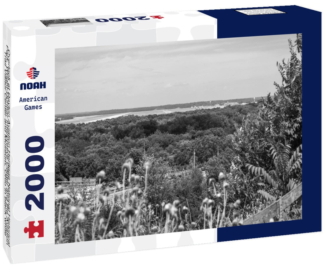Noah Jigsaw Puzzle Overlook at Dayton Aviation Heritage National Historical Park, Wright-Dunbar Interpretive Center and the Aviation Trail Visitor Center and Museum, Ohio in black white 2000 pieces