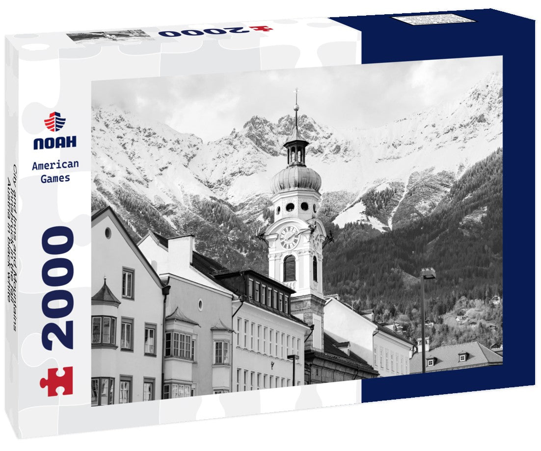 Noah Jigsaw Puzzle City and Inns and Mountains, Innsbruck in the fall, Austria in black white 2000 pieces