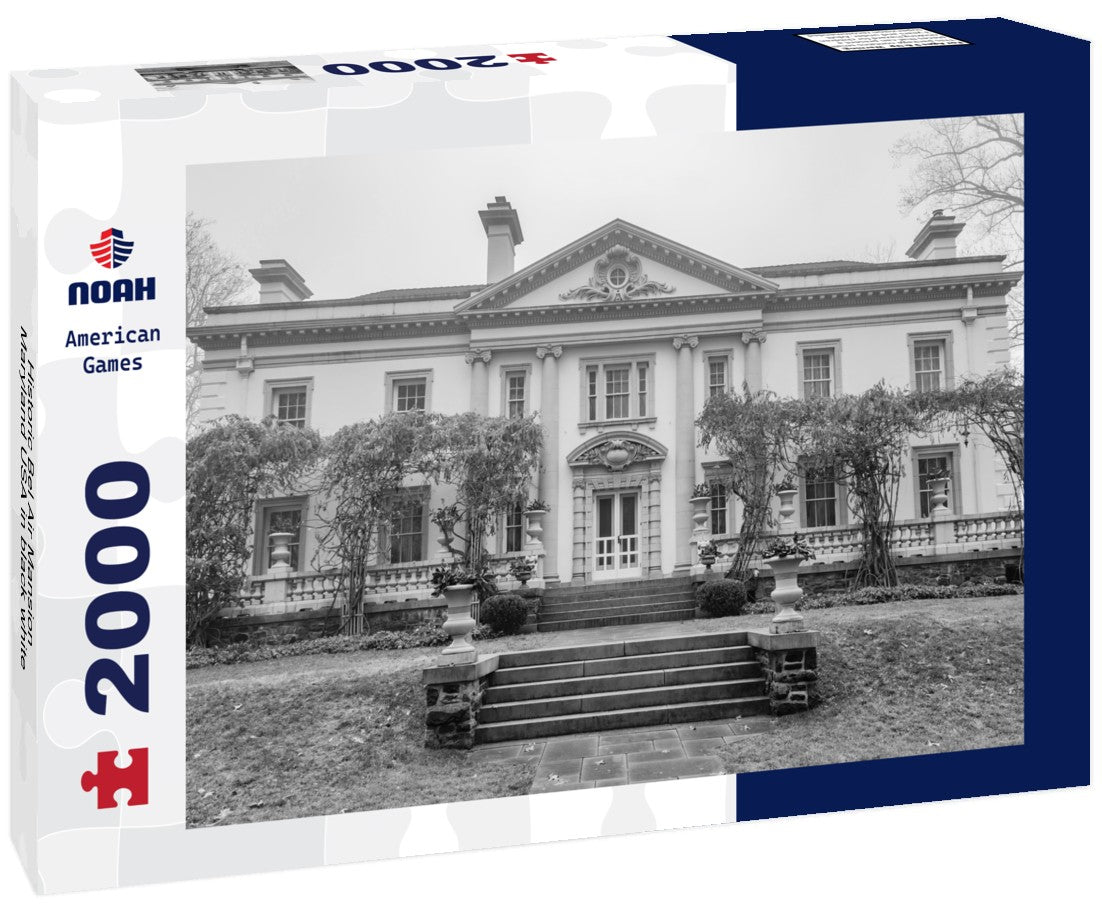 Noah Jigsaw Puzzle Historic Bel Air Mansion, Maryland USA in black white 2000 pieces