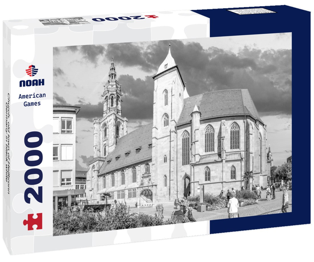 Noah Jigsaw Puzzle Church, old town of Heilbronn, Germany in black white 2000 pieces