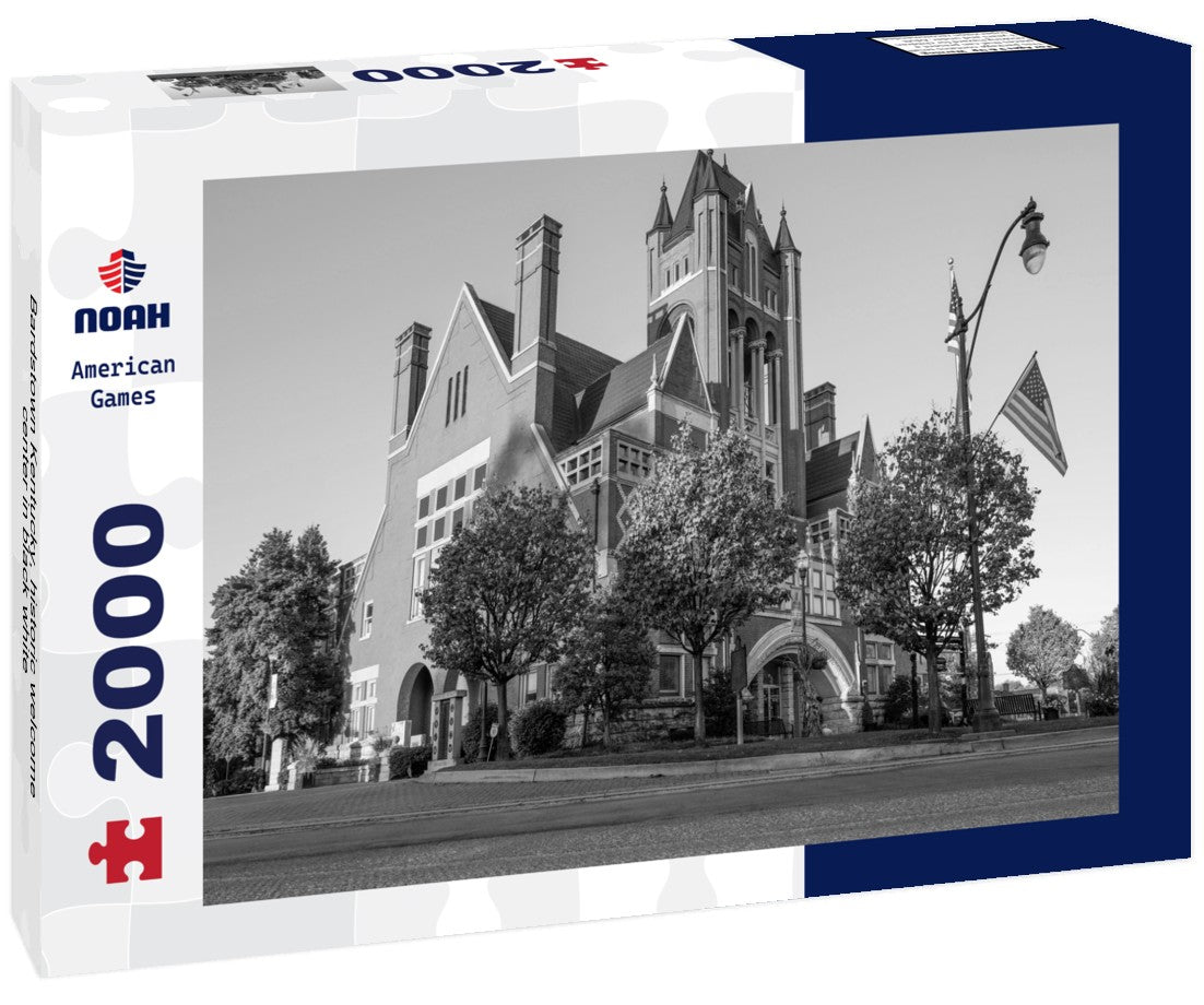 Noah Jigsaw Puzzle Bardstown Kentucky, historic welcome center in black white 2000 pieces
