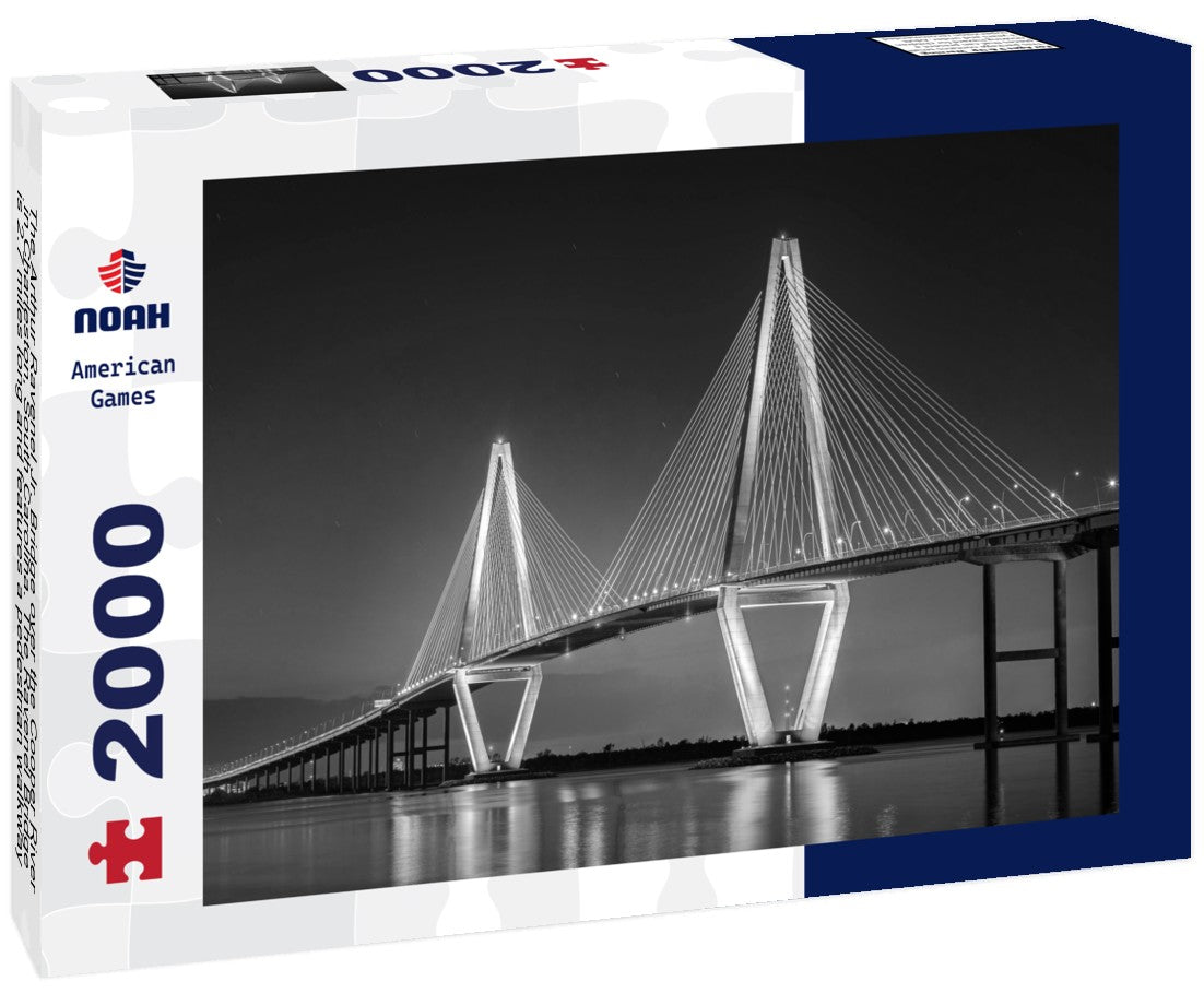 Noah Jigsaw Puzzle The Arthur Ravenel Jr. Bridge over the Cooper River in Charleston, South Carolina. The Ravenel Bridge is 2.7 miles long and features a pedestrian walkway the entire length in black white 2000 pieces