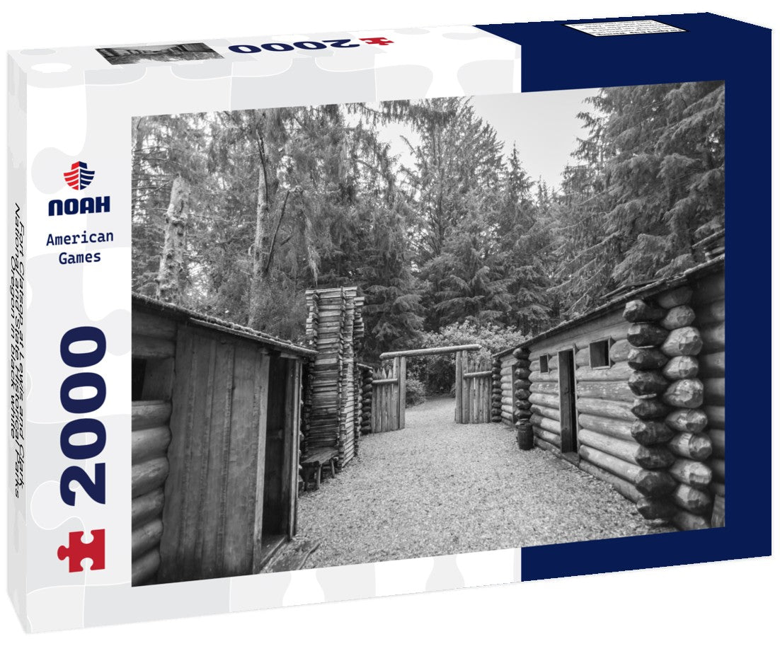Noah Jigsaw Puzzle Fort Clatsop at Lewis and Clark National and State Historical Parks, Oregon in black white 2000 pieces