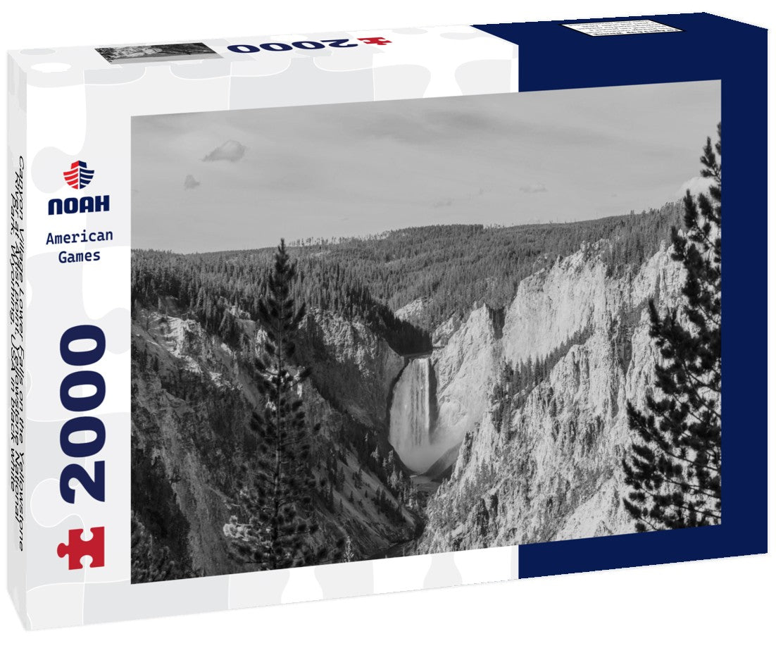 Noah Jigsaw Puzzle Canyon Village Lower Falls on the Yellowstone River at Artist point, Yellowstone National Park, Wyoming, USA in black white 2000 pieces