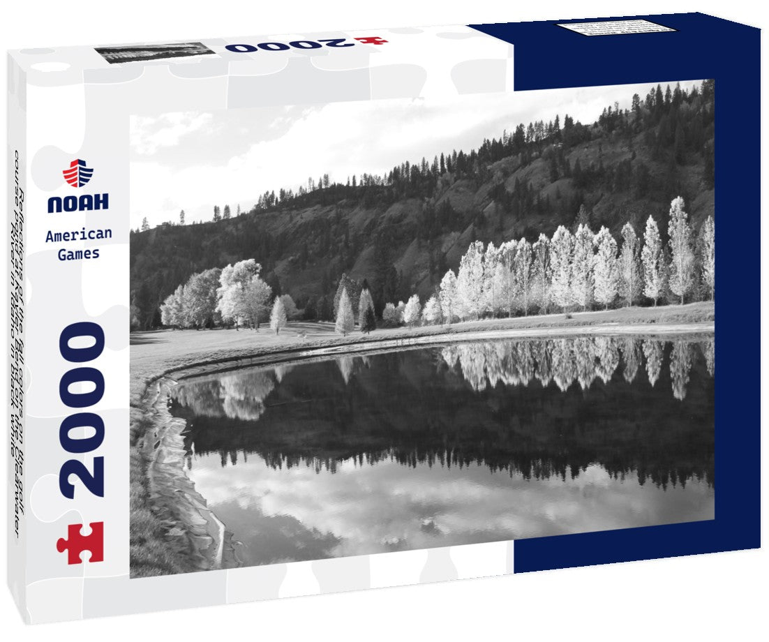 Noah Jigsaw Puzzle Reflections of the fall colors on the golf course pond at Kayler Bend on the Clearwater River in Idaho in black white 2000 pieces