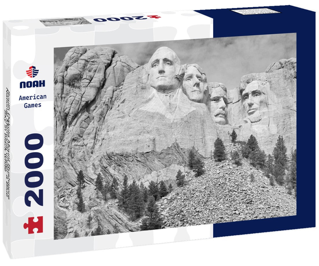 Noah Jigsaw Puzzle South Dakota Mount Rushmore National Memorial under a Blue Sky in black white 2000 pieces