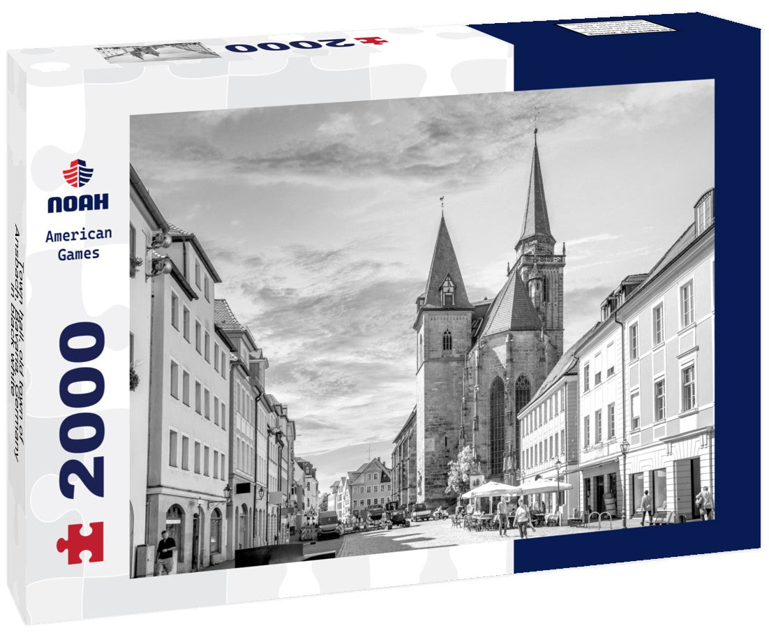Noah Jigsaw Puzzle Town hall, old town of Ansbach, Bavaria, Germany in black white 2000 pieces