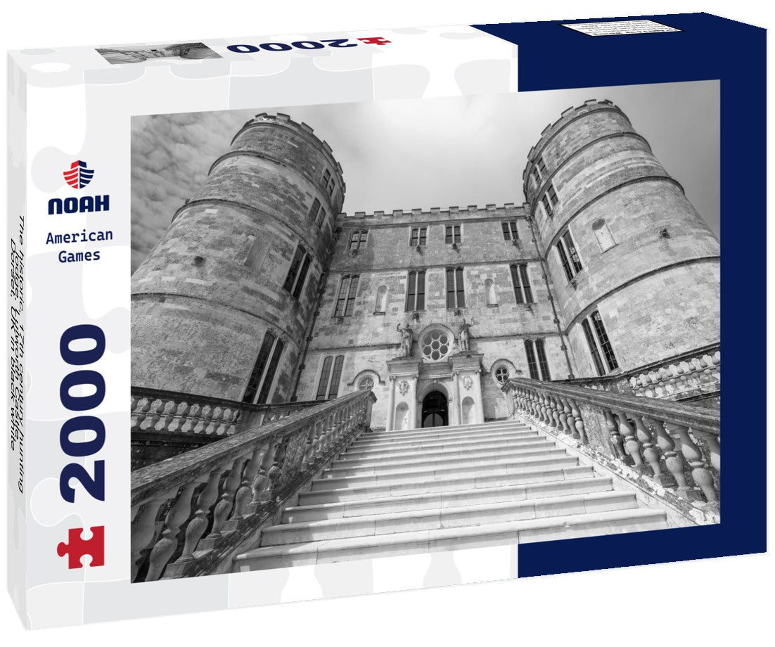 Noah Jigsaw Puzzle The historic, 17th century hunting lodge, Lulworth Castle. Dorset, UK in black white 2000 pieces
