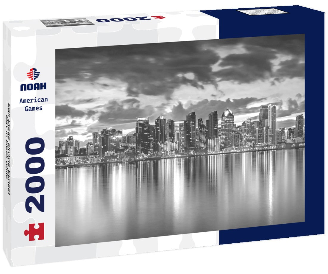 Noah Jigsaw Puzzle San Diego skyline Sunset Bay in black white 2000 pieces