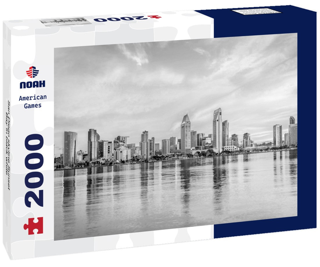 Noah Jigsaw Puzzle San Diego skyline Sunset Bay in black white 2000 pieces