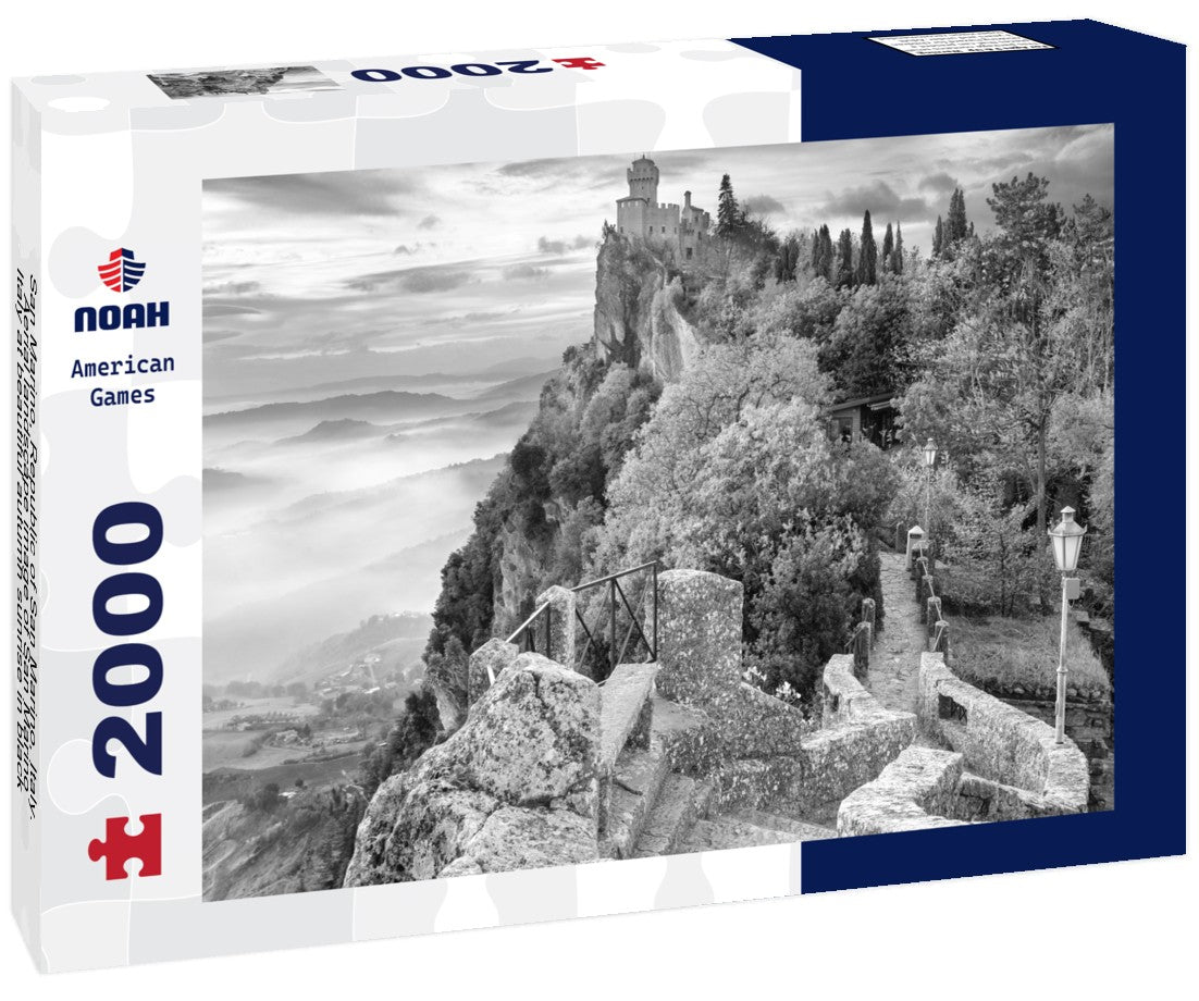 Noah Jigsaw Puzzle San Marino, Republic of San Marino, Italy. Aerial landscape image of San Marino, Italy at beautiful autumn sunrise in black white 2000 pieces
