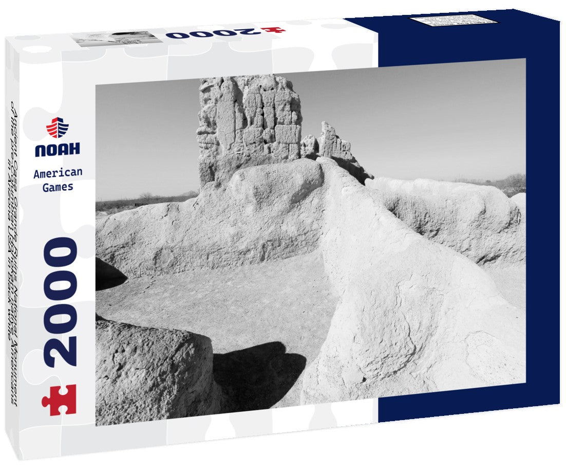 Noah Jigsaw Puzzle Ancient Casa Grande Ruins National Monument of the pre-Columbian Hohokam native Americans in Arizona USA in black white 2000 pieces