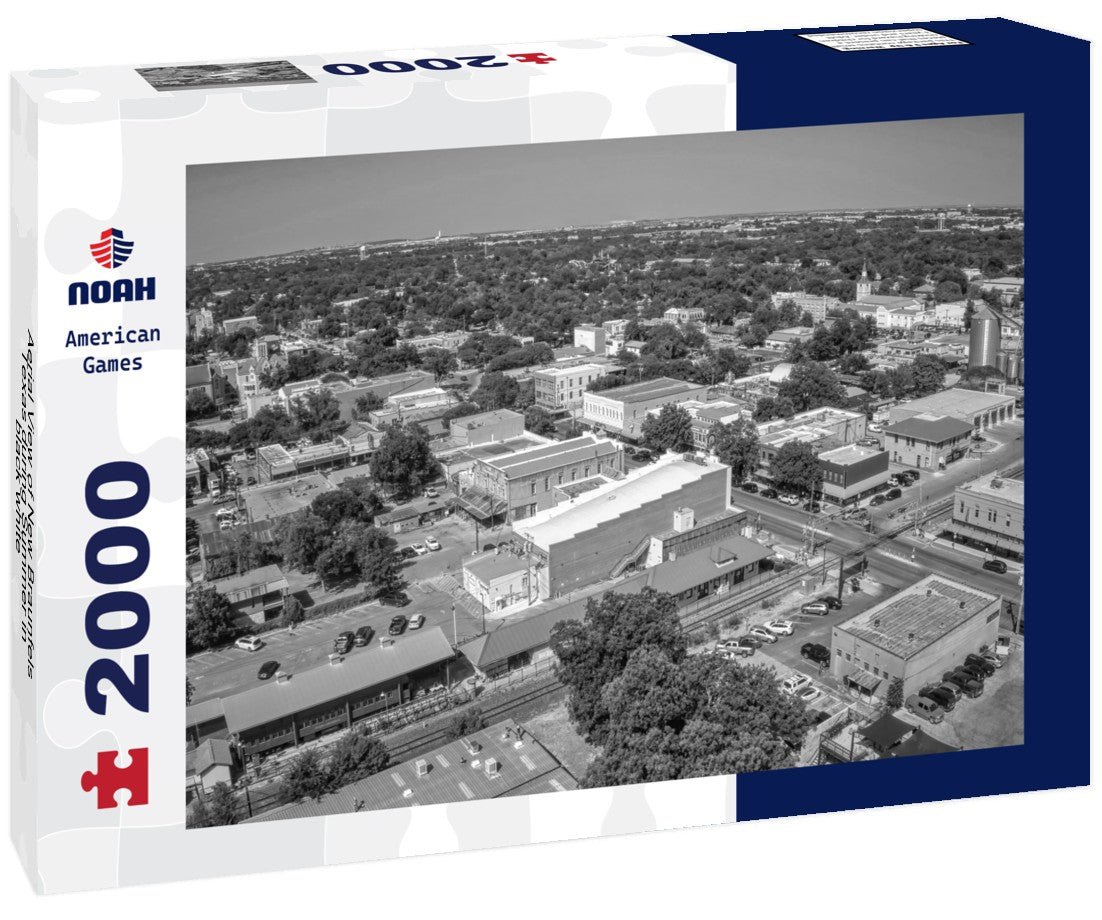 Noah Jigsaw Puzzle Aerial View of New Braunfels, Texas during Summer in black white 2000 pieces