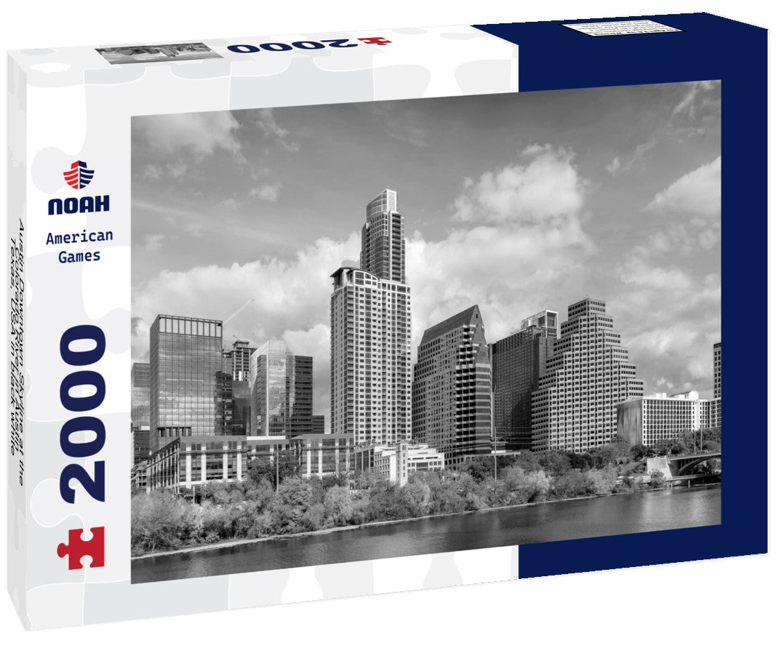 Noah Jigsaw Puzzle Austin Downtown Skyline at the Colorado River in Austin, Texas, USA in black white 2000 pieces