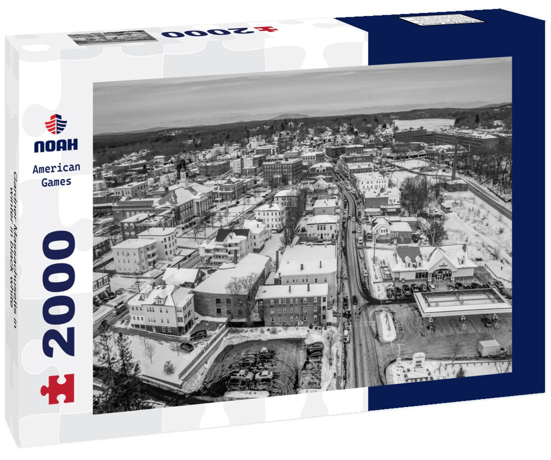 Noah Jigsaw Puzzle Gardner Massachusetts in winter in black white 2000 pieces