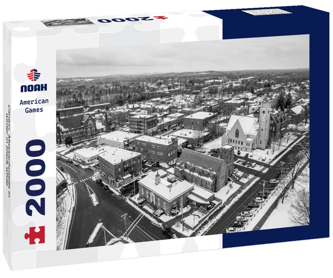 Noah Jigsaw Puzzle Clinton, Massachusetts in winter in black white 2000 pieces