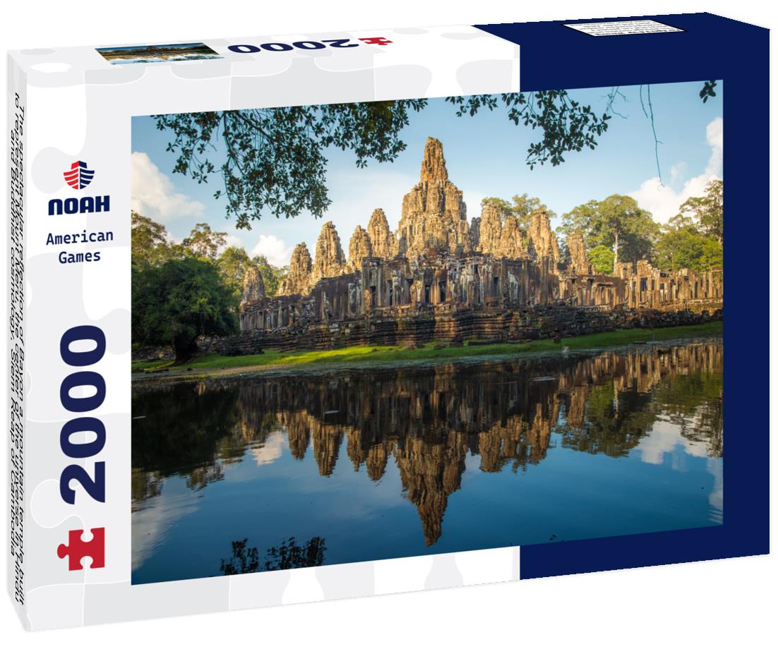 Noah Jigsaw Puzzle The spectacular reflection of Bayon a mountain temple built to represent Mount Meru, the center of the universe in Hindu and Buddhist cosmology, Siem Reap of Cambodia 2000 pieces