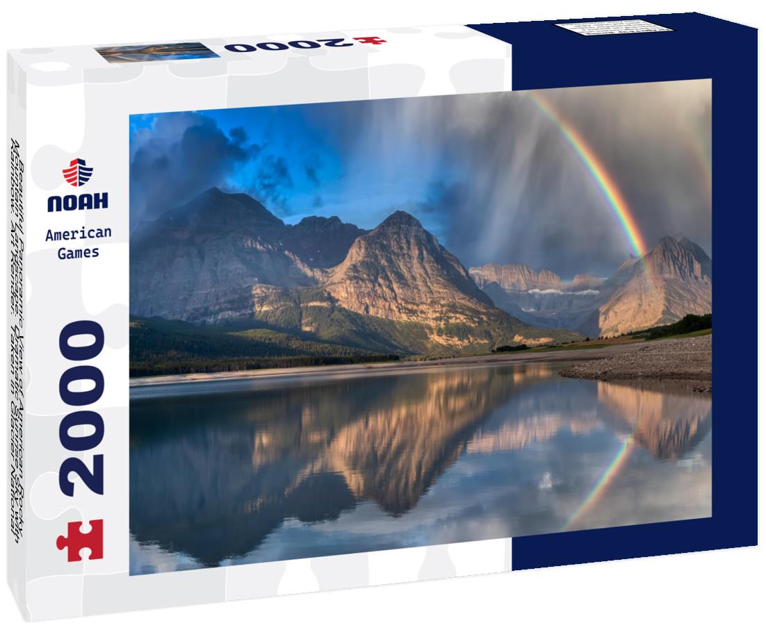 Noah Jigsaw Puzzle Beautiful Panoramic View of American Rocky Mountain Landscape. Dramatic Sunrise Sky with Rainbow. Art Render. Taken in Glacier National Park, Montana, United States 2000 pieces