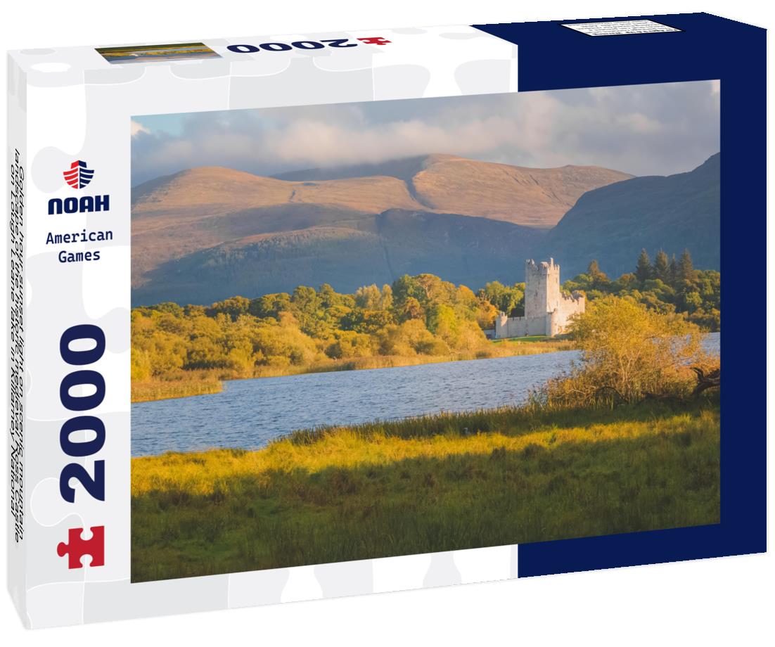 Noah Jigsaw Puzzle Golden hour sunset light on scenic mountain landscape of the historic medieval Ross Castle on Lough Leane lake in Killarney National Park, County Kerry, Ireland 2000 pieces