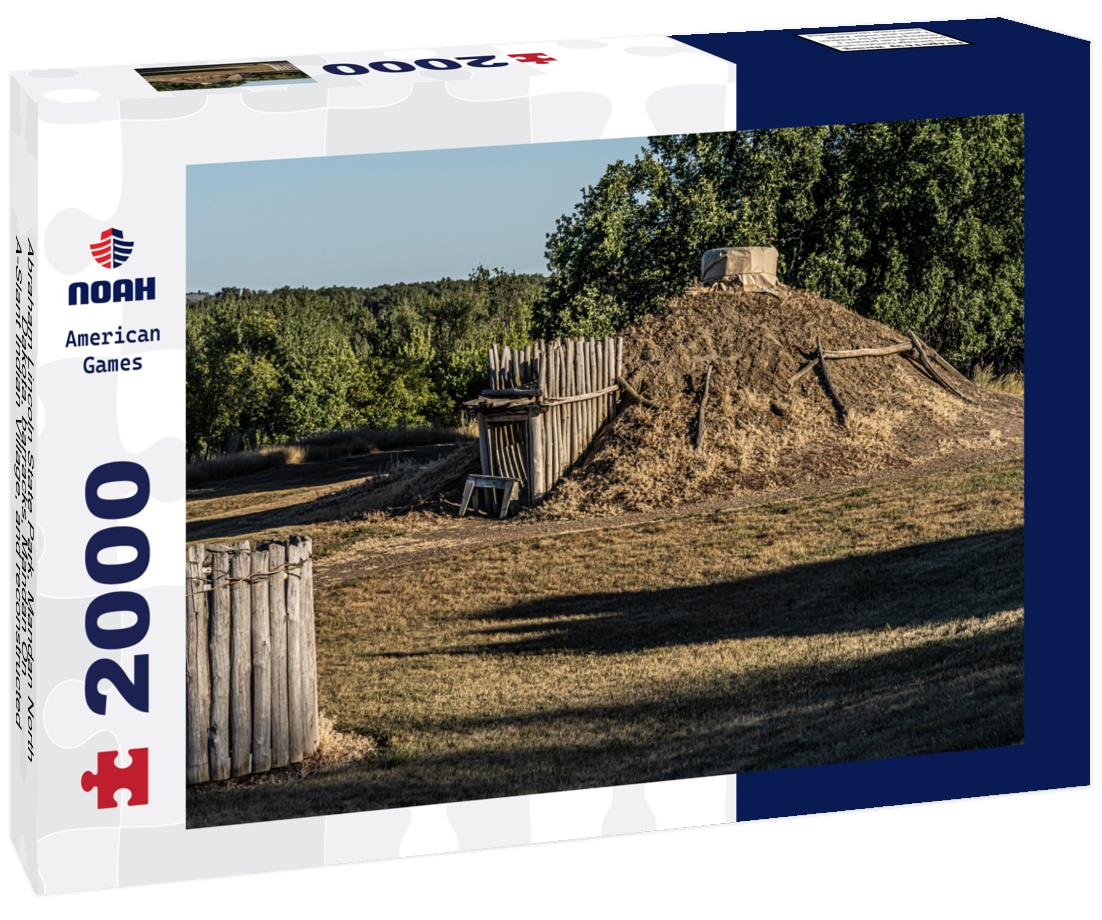 Noah Jigsaw Puzzle Abraham Lincoln State Park, Mandan North Dakota, barracks, Mandan On-A-Slant Indian Village, and reconstructed military buildings including the Custer House 2000 pieces