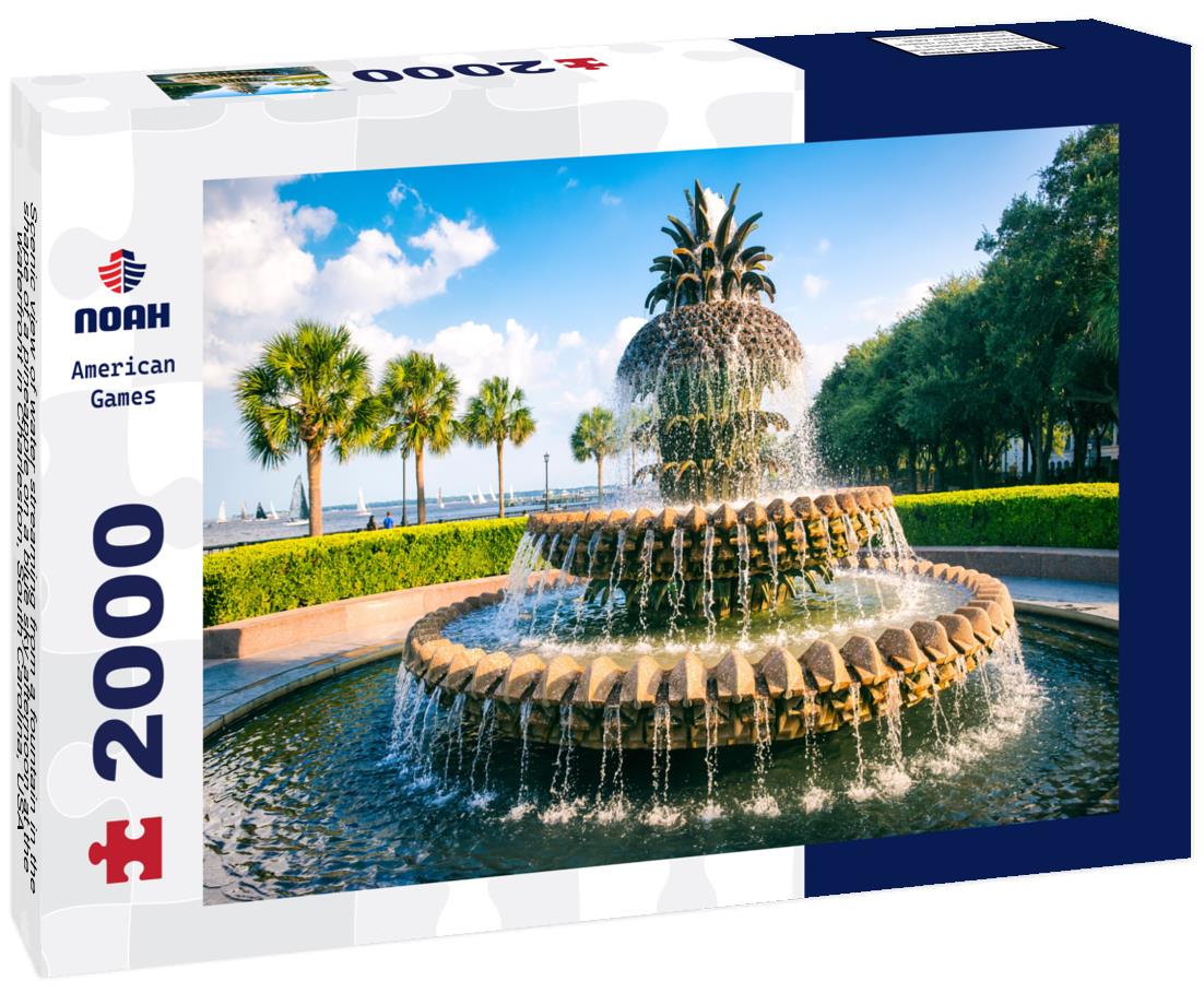 Noah Jigsaw Puzzle Scenic view of water streaming from a fountain in the shape of a pineapple on a blue sky afternoon at the waterfront in Charleston, South Carolina, USA 2000 pieces