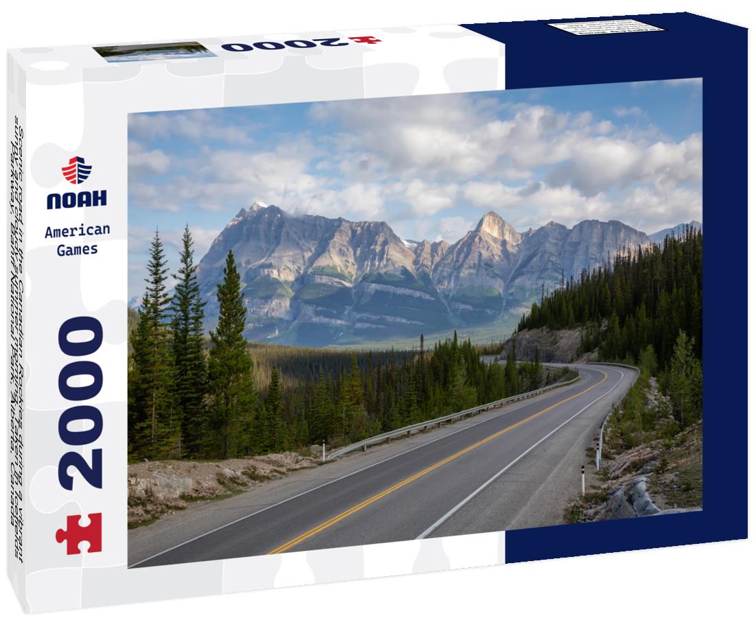 Noah Jigsaw Puzzle Scenic road in the Canadian Rockies during a vibrant sunny and cloudy summer morning. Taken in Icefields Parkway, Banff National Park, Alberta, Canada 2000 pieces