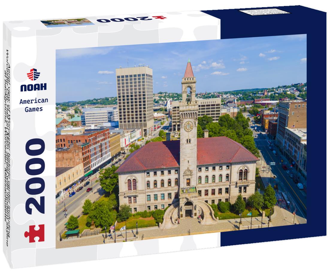 Noah Jigsaw Puzzle Aerial view of Worcester historic center including Worcester City Hall on Main Street with modern skyline at background, Worcester, Massachusetts 2000 pieces