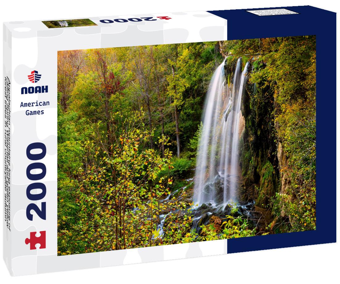 Noah Jigsaw Puzzle Appalachian mountains long exposure of Falling Spring Waterfall and green yellow forest trees in rural countryside autumn in Covington, Virginia 2000 pieces