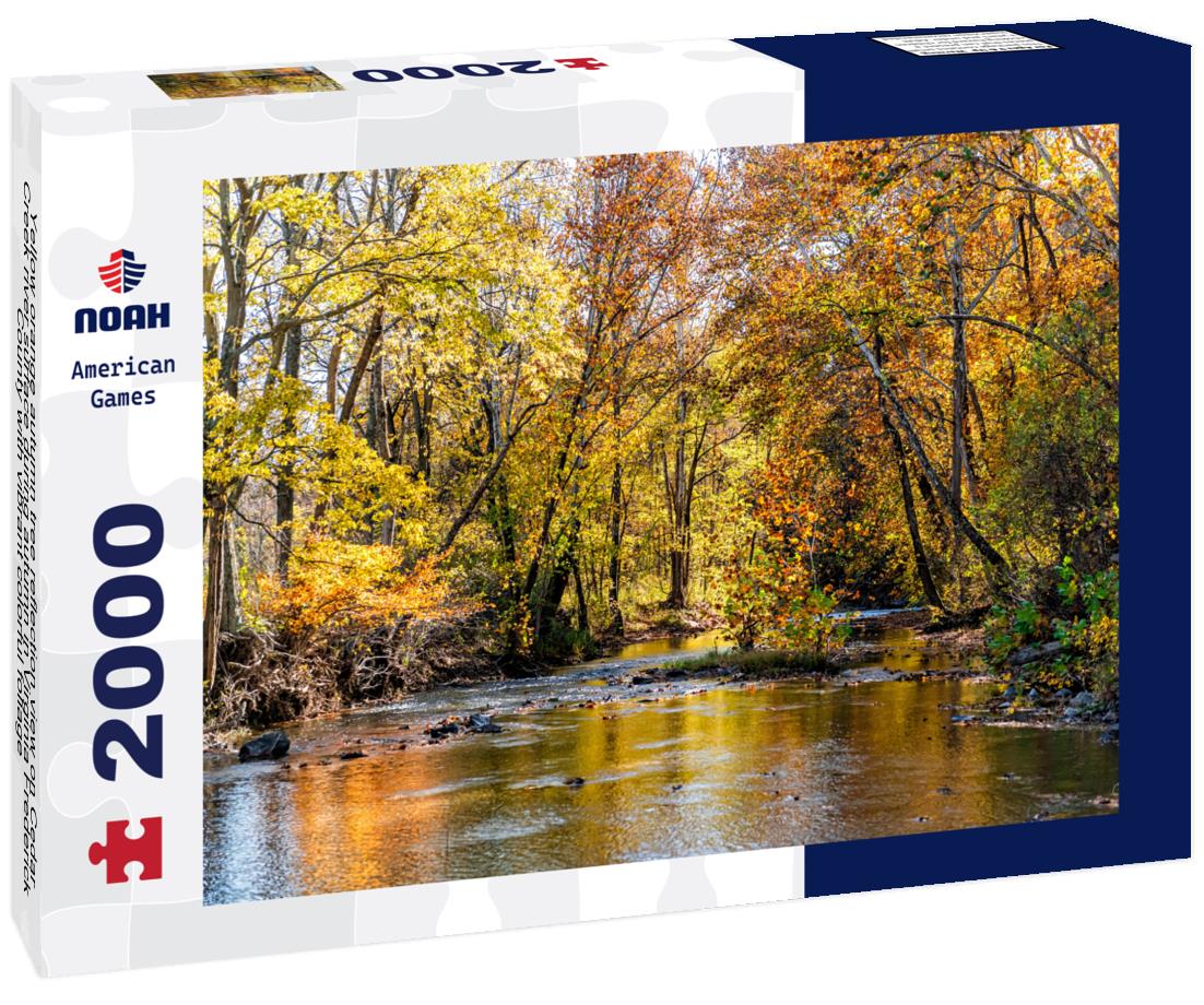 Noah Jigsaw Puzzle Yellow orange autumn tree reflection view on Cedar Creek river surface during autumn in Virginia Frederick County with vibrant colorful foliage 2000 pieces