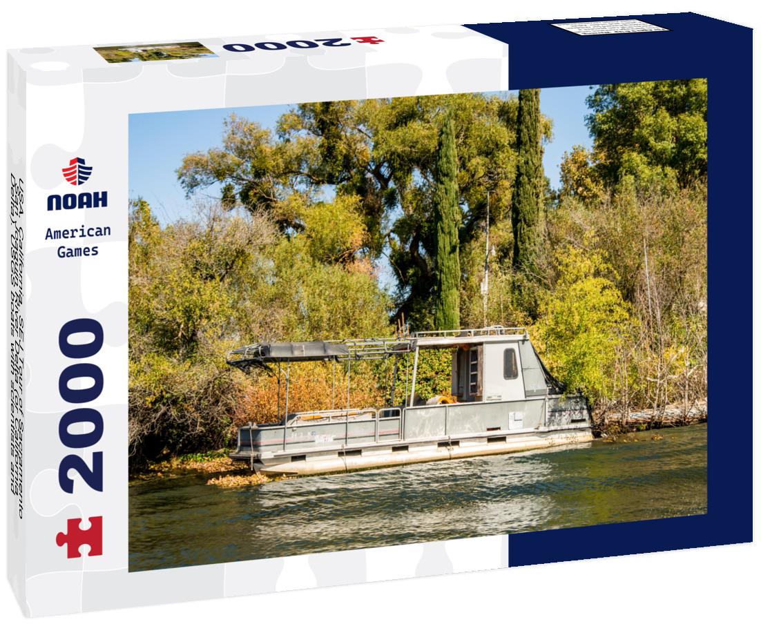 Noah Jigsaw Puzzle USA, California. SEJ Tour of Sacramento-San Joaquin River Delta (or California Delta). USGS boats with scientists and journalists, Minor Slough 2000 pieces