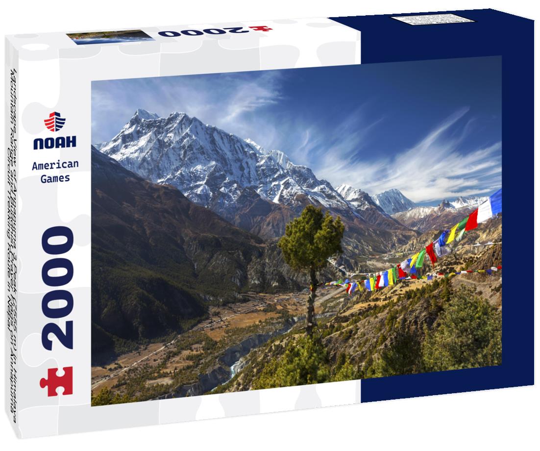 Noah Jigsaw Puzzle Landscape View of Annapurna 3 Peak (7555 m) in Himalaya Mountain Range and Buddhist Prayer Flags on Annapurna Circuit Trekking Route in Nepal 2000 pieces