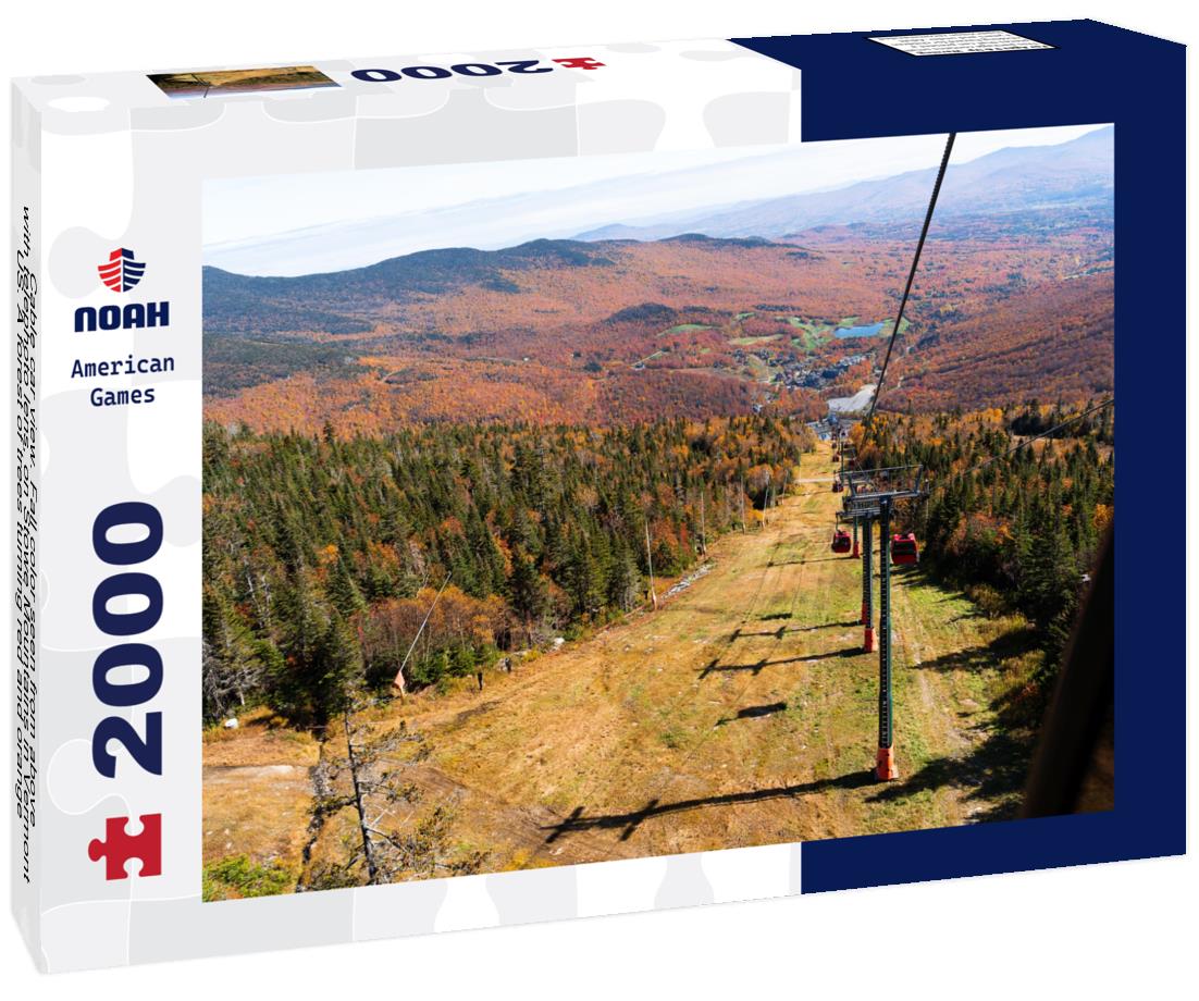 Noah Jigsaw Puzzle Cable car view. Fall color seen from above, with telephoto lens, on Stowe Mountains in Vermont, US. A forest of trees turning red and orange 2000 pieces