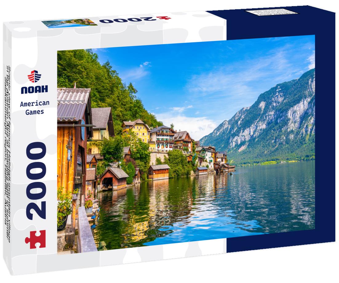 Noah Jigsaw Puzzle Scenic view of famous Hallstatt mountain village in the Austrian Alps at beautiful light in summer, Salzkammergut region, Hallstatt, Austria 2000 pieces
