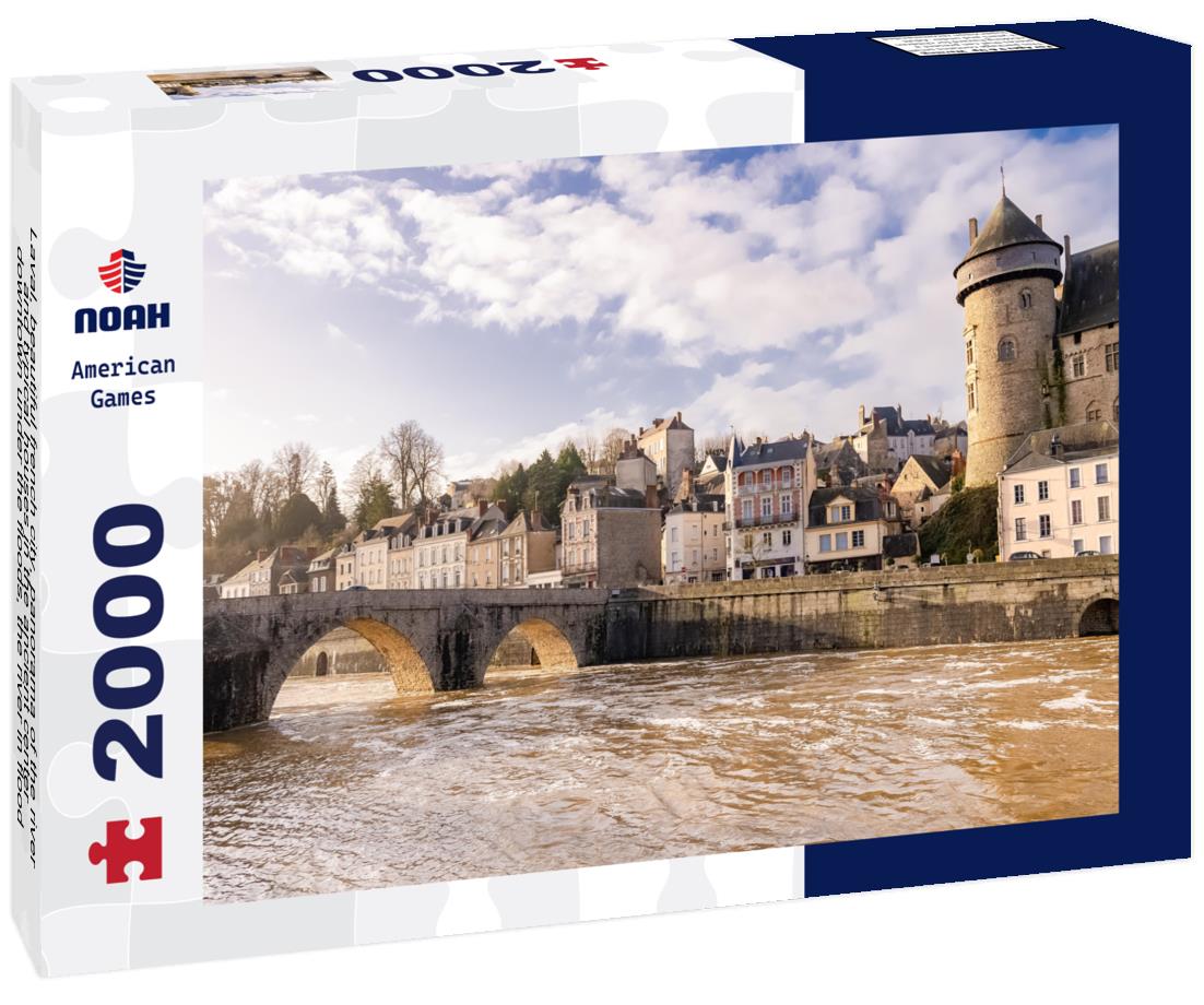 Noah Jigsaw Puzzle Laval, beautiful french city, panorama of the river and typical houses in the ancient center, downtown under the floods, the river in flood 2000 pieces