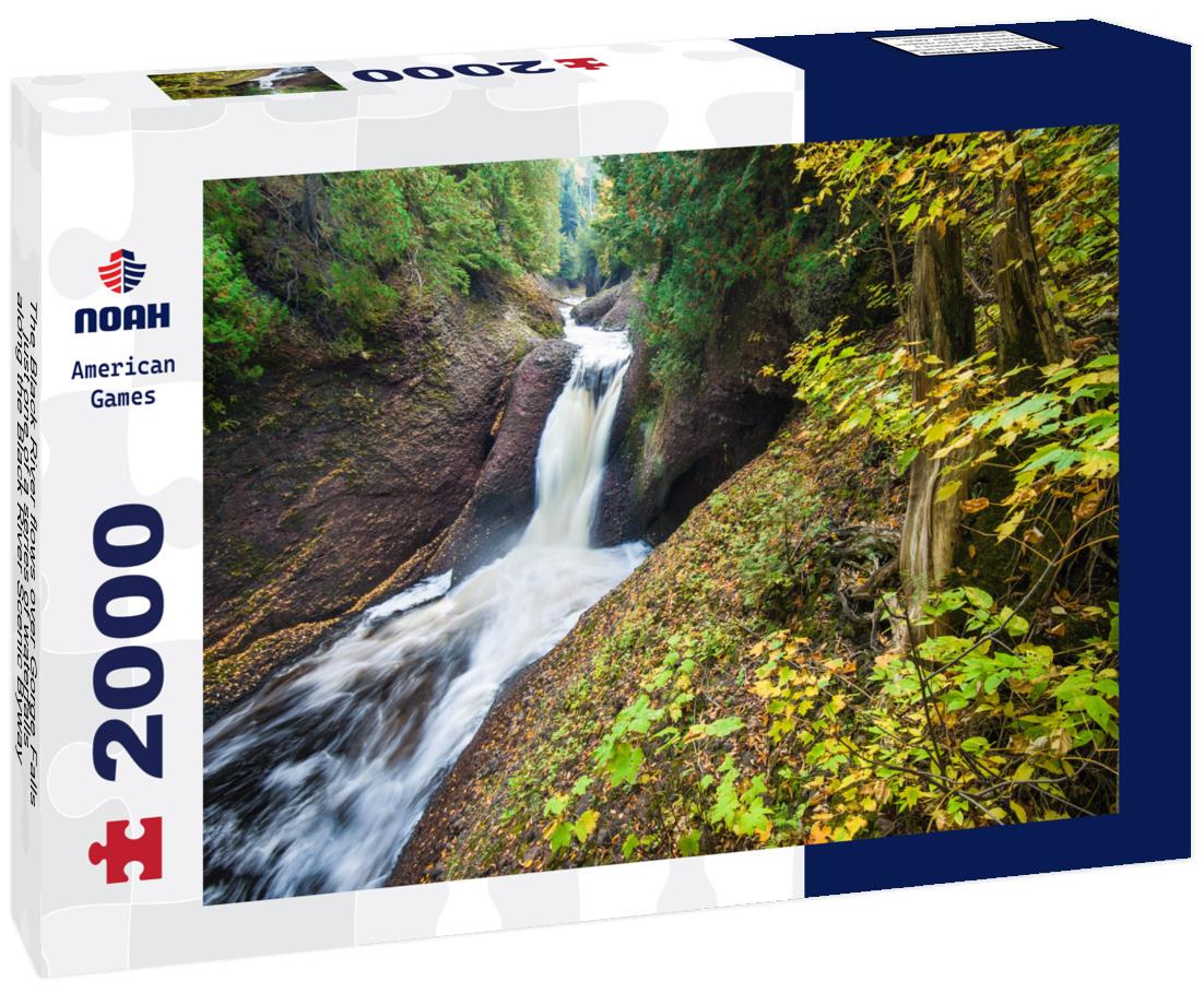 Noah Jigsaw Puzzle The Black River flows over Gorge Falls, just one of a series of waterfalls along the Black River Scenic Byway in Gogebic County, Michigan 2000 pieces