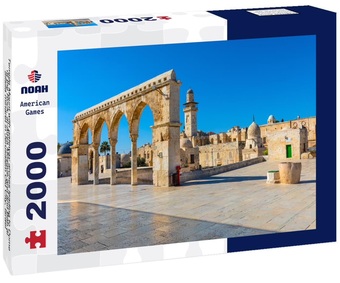 Noah Jigsaw Puzzle Temple Mount with gateway arches leading to Dome of the Rock, al-Aqsa Mosque and and Bab al-Silsila minaret in Jerusalem Old City, Israel 2000 pieces