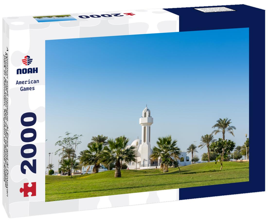 Noah Jigsaw Puzzle A common small mosque, Al Essa and Al Dowayan Mosque, with palm tree in the corniche coastal park in Dammam, Kingdom of Saudi Arabia 2000 pieces