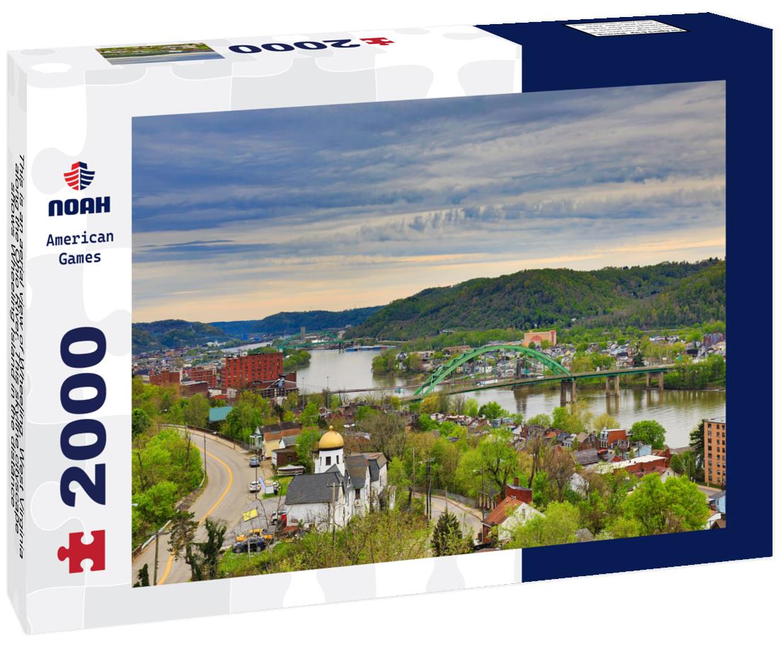 Noah Jigsaw Puzzle This is an aerial view of Wheeling, West Virginia along the Ohio River. This skyline cityscape shows Wheeling Island in the distance 2000 pieces