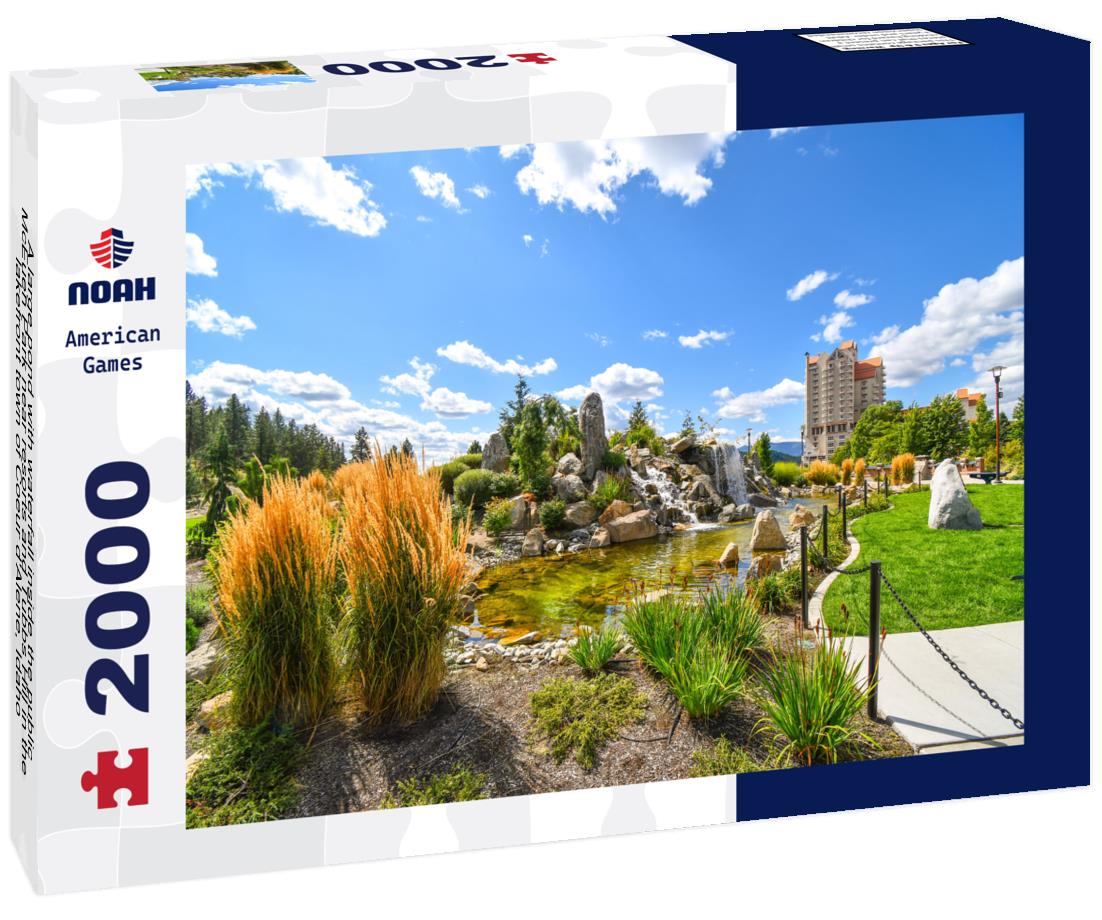 Noah Jigsaw Puzzle A large pond with waterfall inside the public McEuen Park near resorts and Tubbs Hill in the lakefront town of Coeur d'Alene, Idaho 2000 pieces
