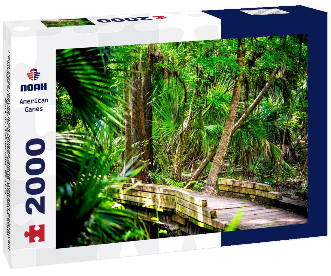 Noah Jigsaw Puzzle Palm trees leaves lush foliage along wooden boardwalk bridge in marsh in Paynes Prairie Preserve State Park in Gainesville, Florida 2000 pieces