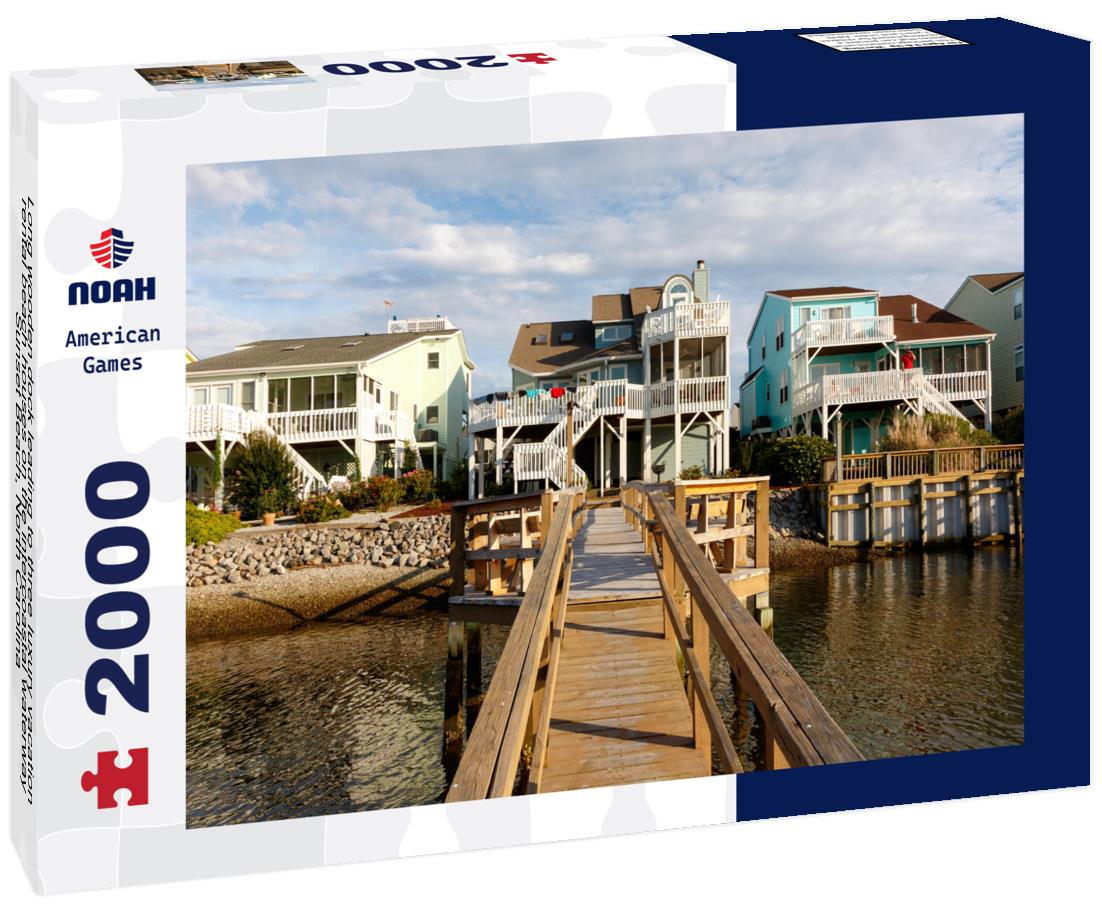 Noah Jigsaw Puzzle Long wooden dock leading to three luxury vacation rental beach houses on the intercoastal waterway, Sunset Beach, North Carolina 2000 pieces