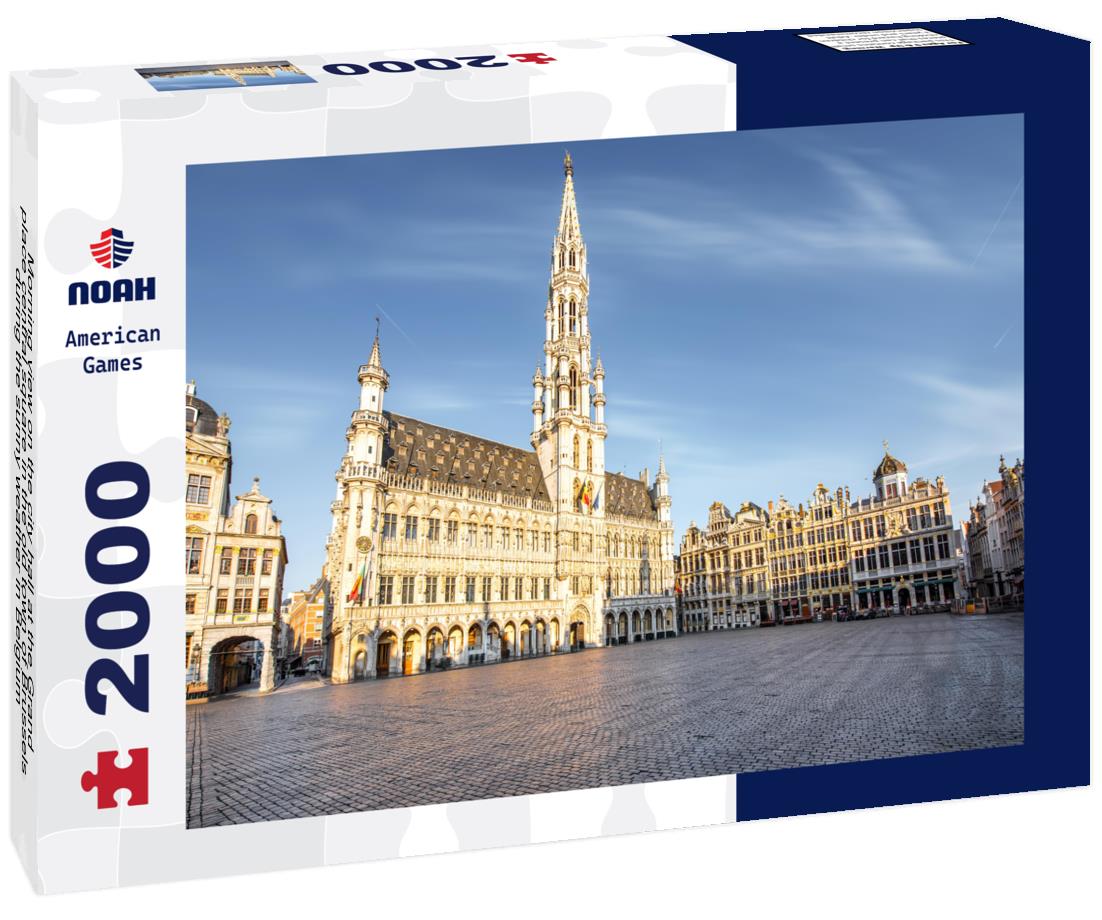 Noah Jigsaw Puzzle Morning view on the city hall at the Grand place central square in the old town of Brussels during the sunny weather in Belgium 2000 pieces