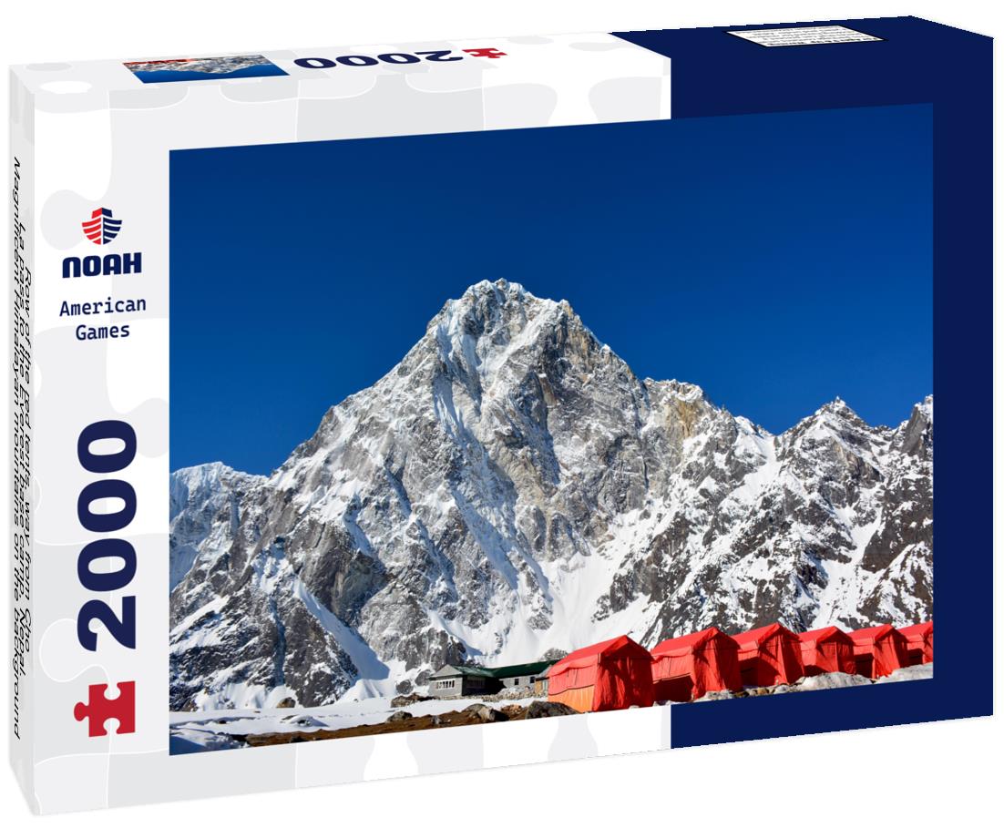 Noah Jigsaw Puzzle Row of the red tents, way from Cho-La pass to the Everest base camp, Nepal. Magnificent Himalayan mountains on the background 2000 pieces