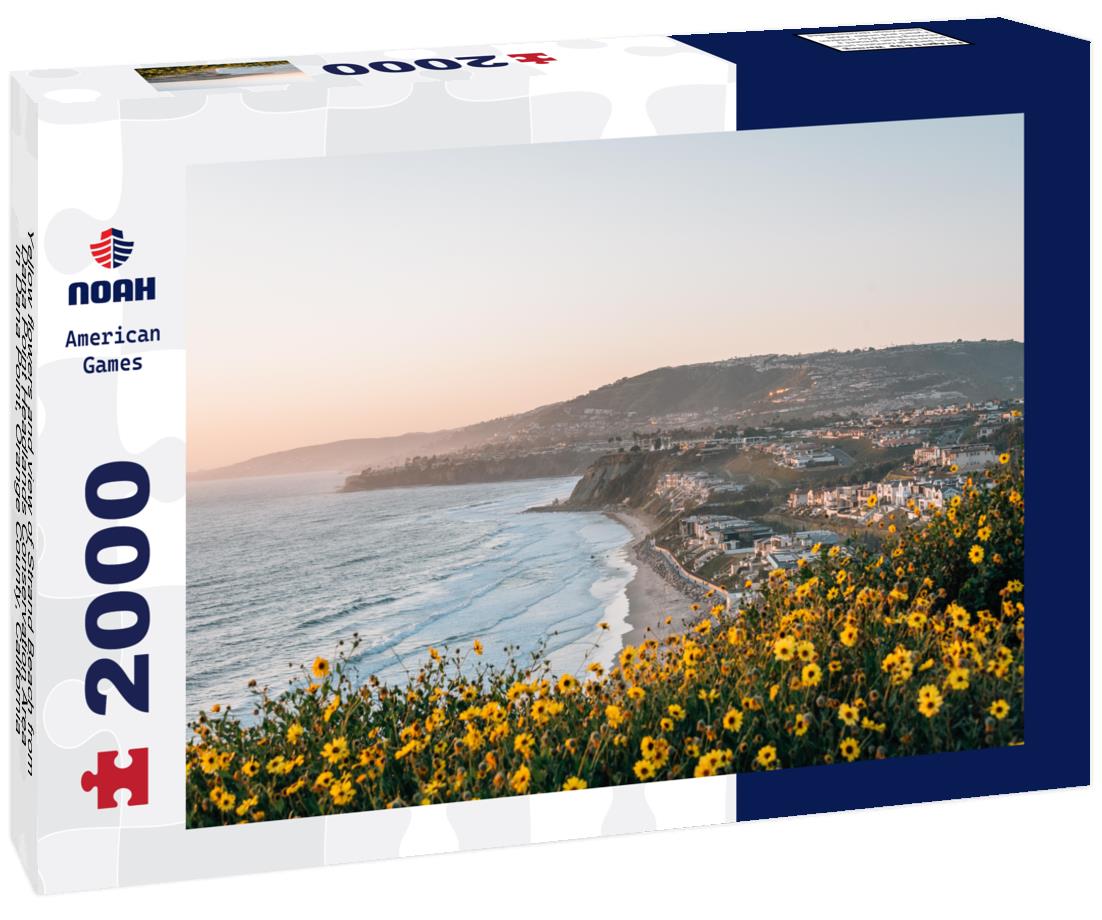 Noah Jigsaw Puzzle Yellow flowers and view of Strand Beach from Dana Point Headlands Conservation Area, in Dana Point, Orange County, California 2000 pieces