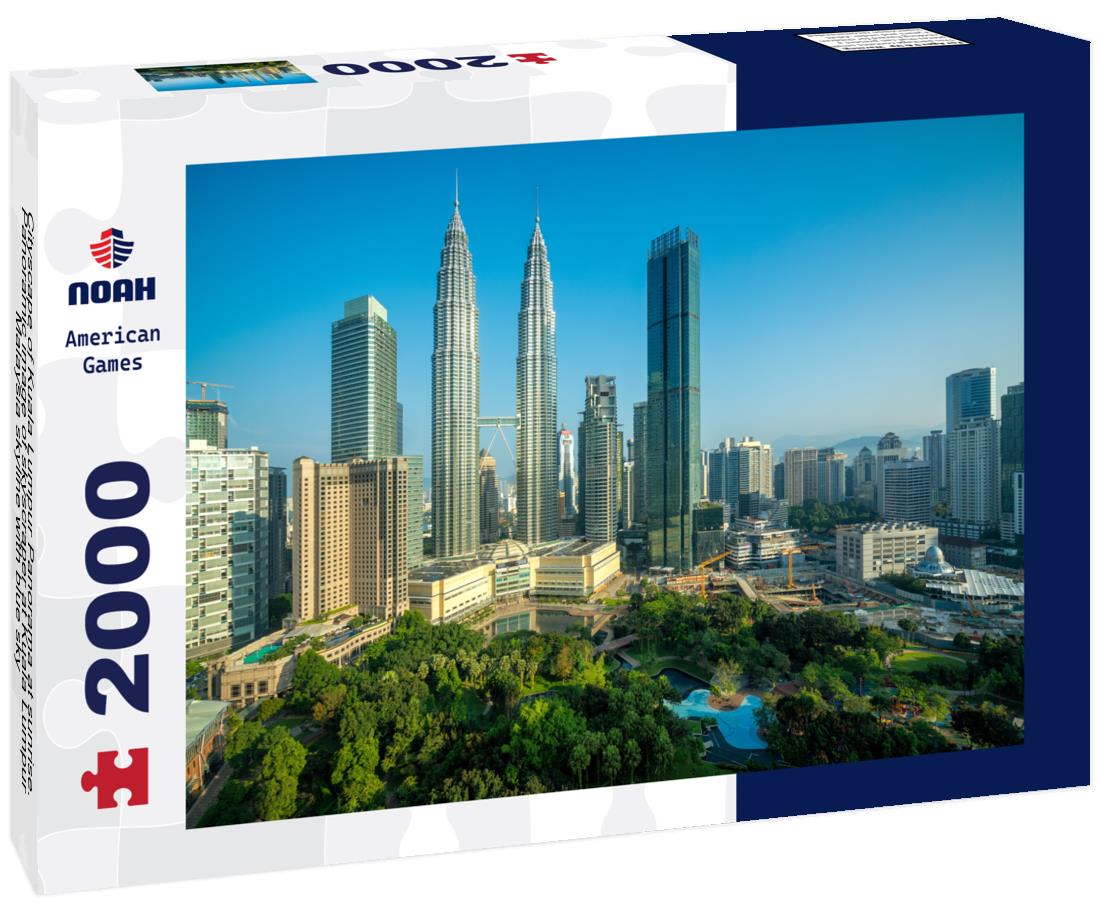 Noah Jigsaw Puzzle Cityscape of Kuala Lumpur Panorama at sunrise. Panoramic image of skyscraper at Kuala Lumpur, Malaysia skyline with blue sky 2000 pieces